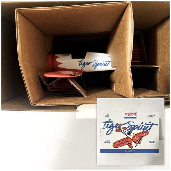 EXXON "Tiger Spirit" 1929 Die Cast Metal Travel Air Airplane Bank Collectors - Picture 1 of 7